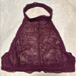 Very Sexy Victoria's Secret Lace Halter Bra in Burgundy Size S/P